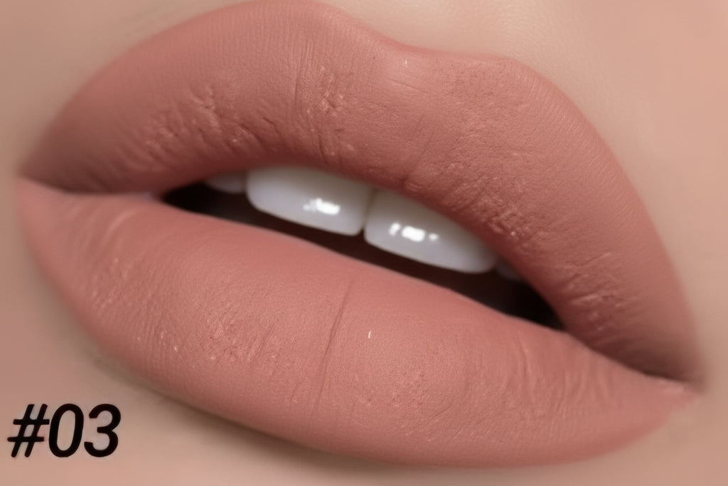 Close-up of a lip with shade #03 label